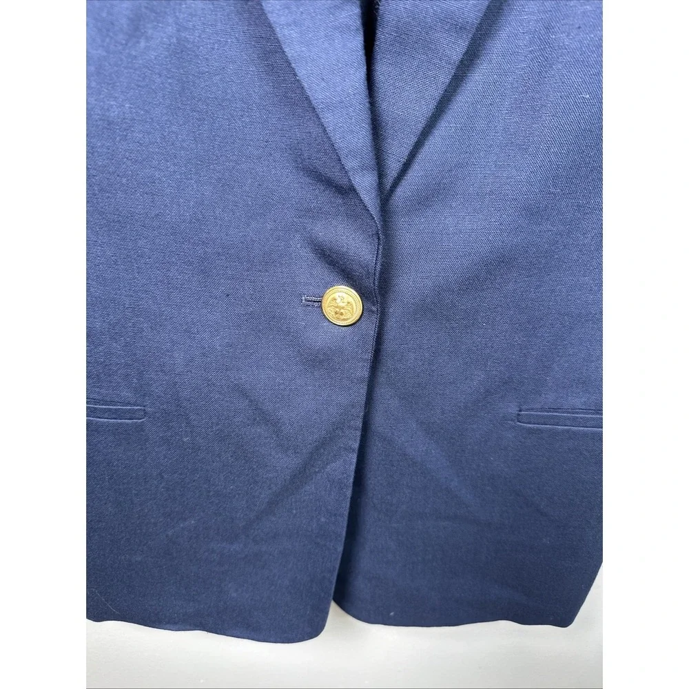 Vintage Talbots Blazer Womens Size 10 Blue One Button Lined Linen Blend USA Made